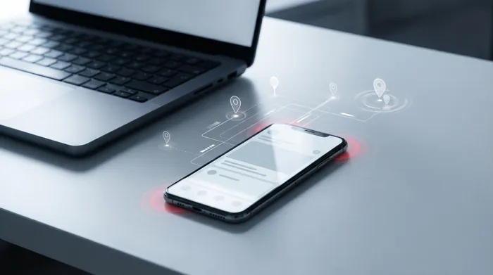 Mâna unui bărbat în costum interacționând cu un smartphone așezat pe un birou, care afișează o pictogramă de lacăt digital simbolizând securitatea cibernetică.