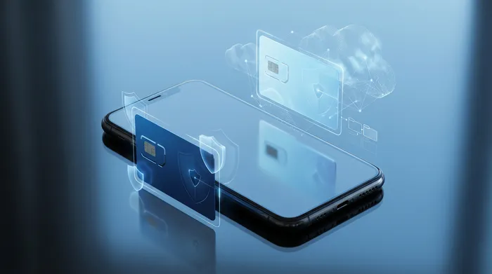 O mână ținând un smartphone care afișează o interfață de mesagerie holografică modernă cu bule de chat și pictograme de securitate.