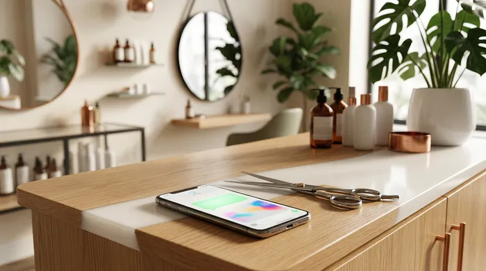 Un smartphone care afișează o aplicație de mesagerie, așezat pe o masă de marmură lângă o foaie cu o listă de sarcini scrisă de mână și un creion.